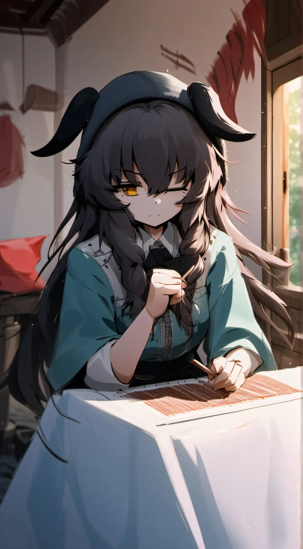 ai character: cute kristen :3 background