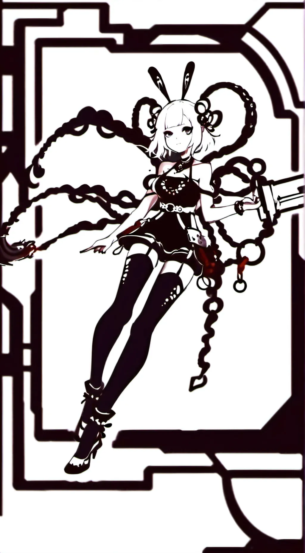 ai character: Black and white  background