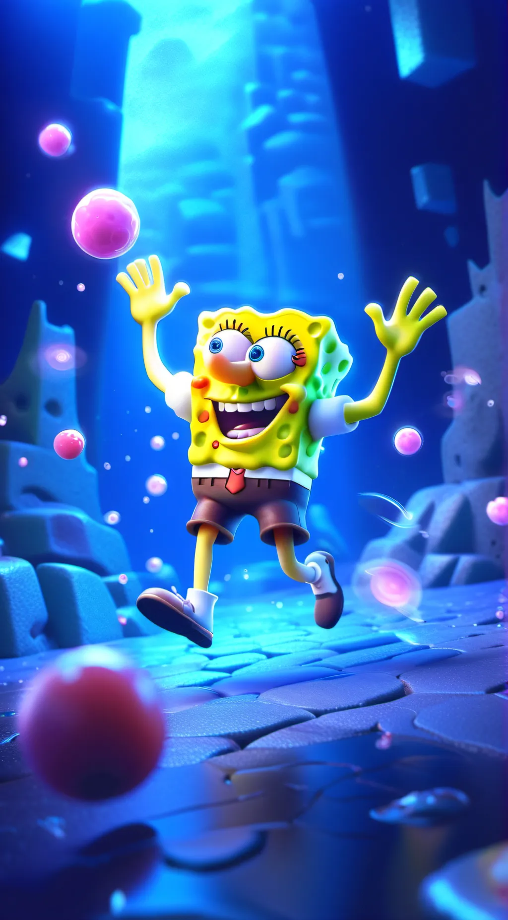 ai character: SpongeBob  background