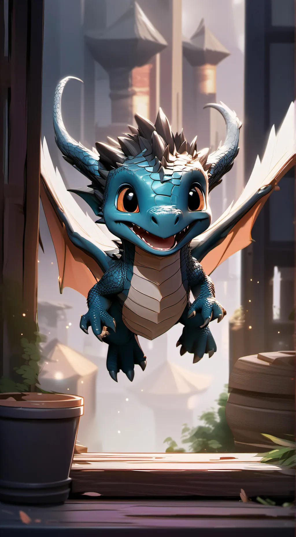 ai character: a baby dragon  background