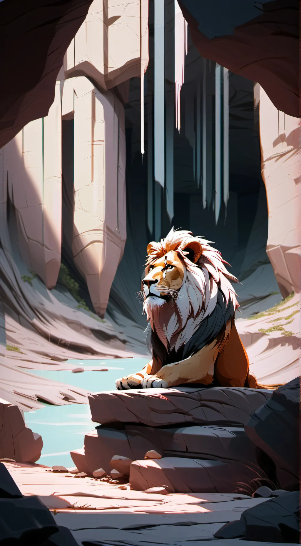 ai character: Lion  background