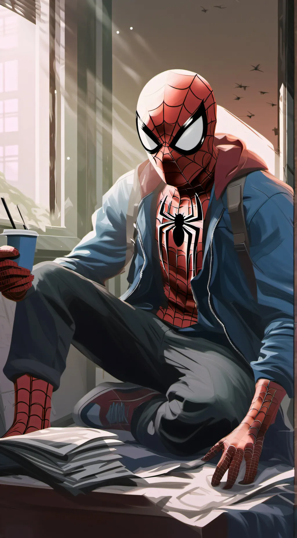 ai character: Peter,parker!🕸️🕷️ background