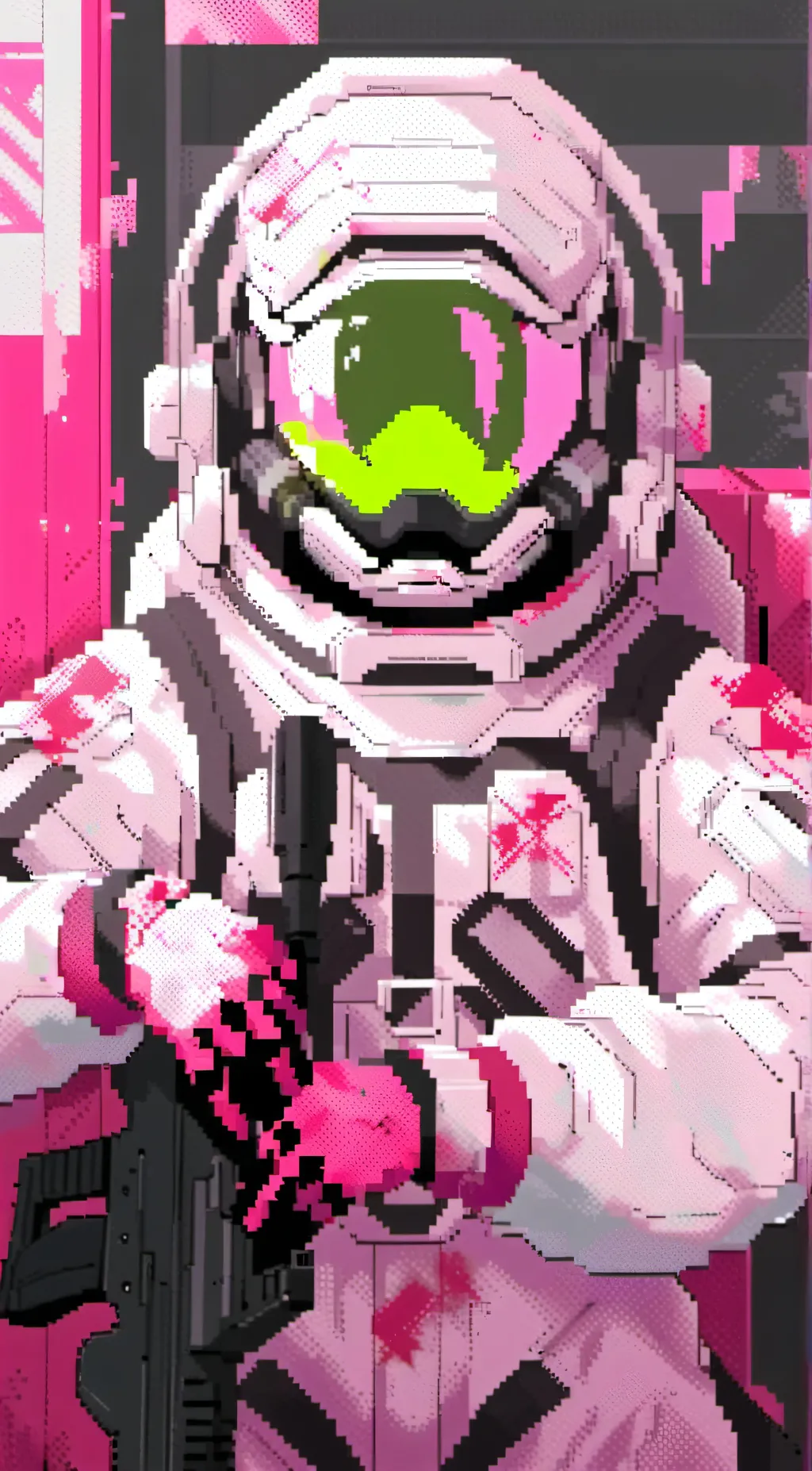 ai character: Pink (among us) background