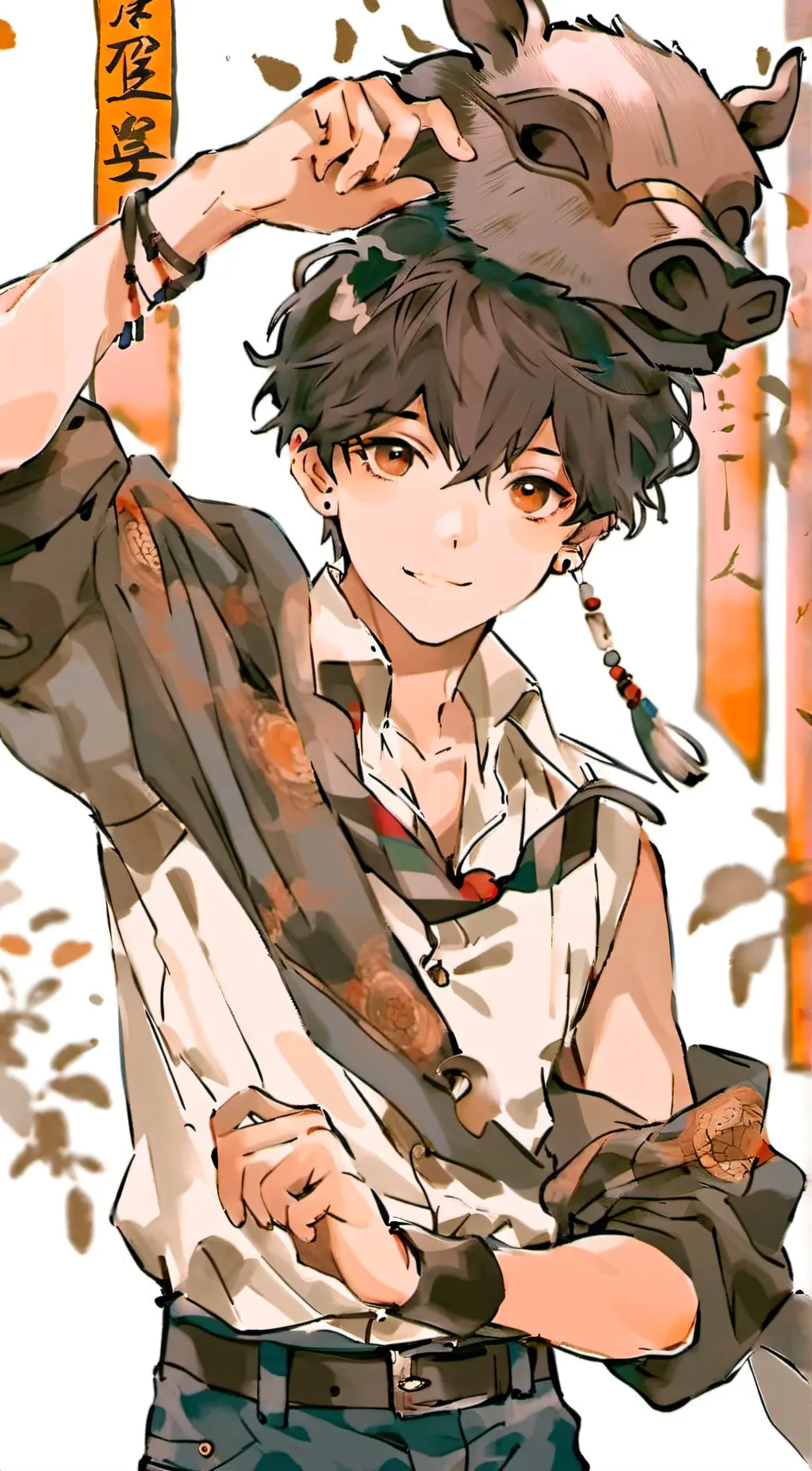 ai character: INOSKE GENDERBEND! background