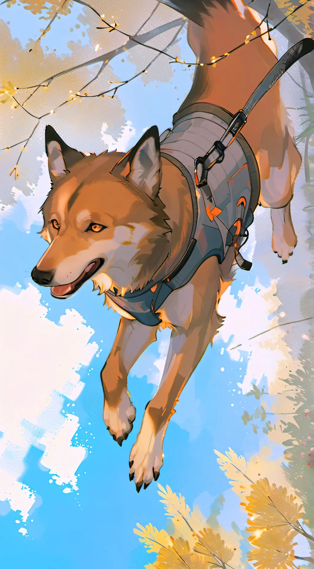 ai character: 🧡dog💛day♥️ background