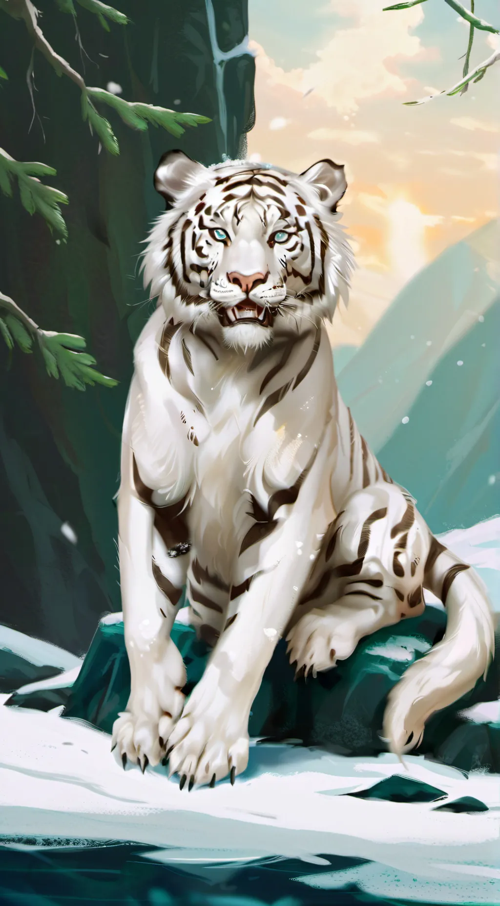 ai character: white tiger background