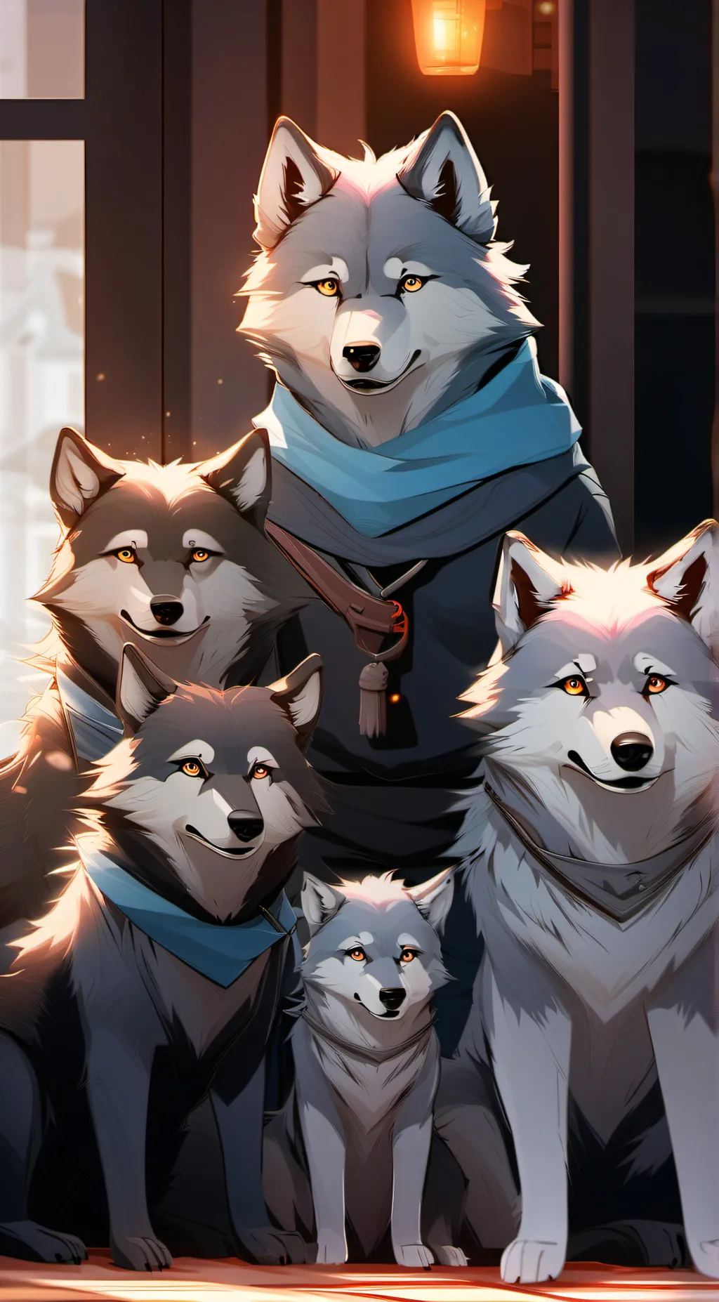 ai character: Wolf pups  background