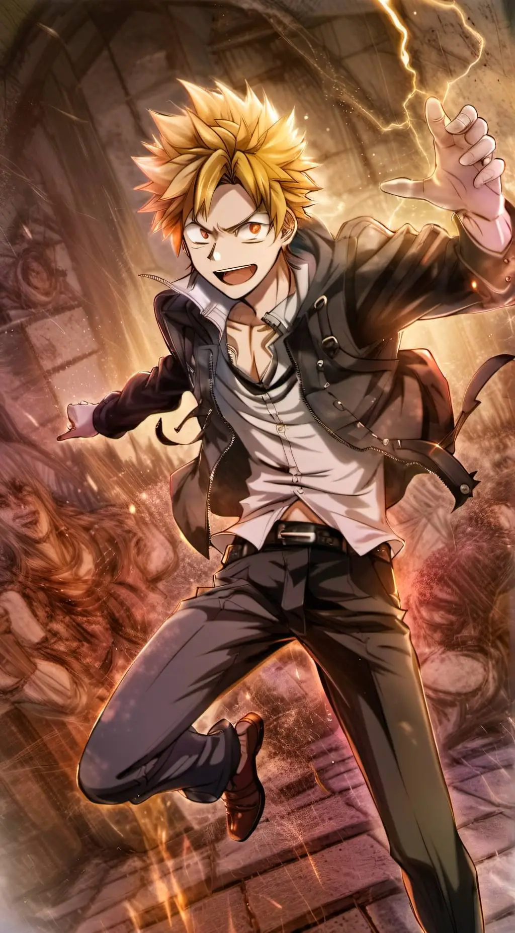 ai character: Denki Kaminari  background