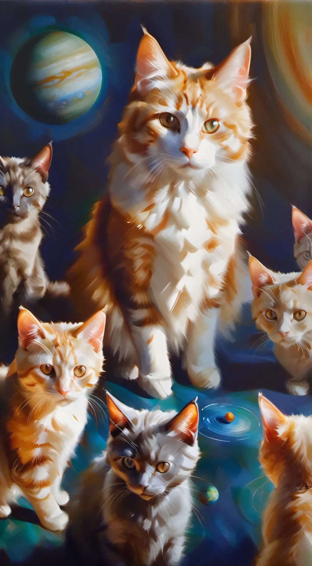 ai character: cats in space, kid background