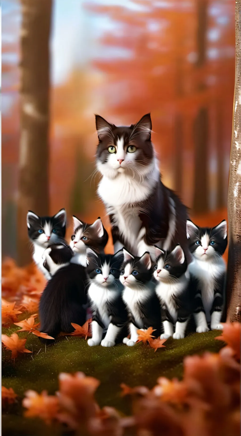 ai character: 8 cats background