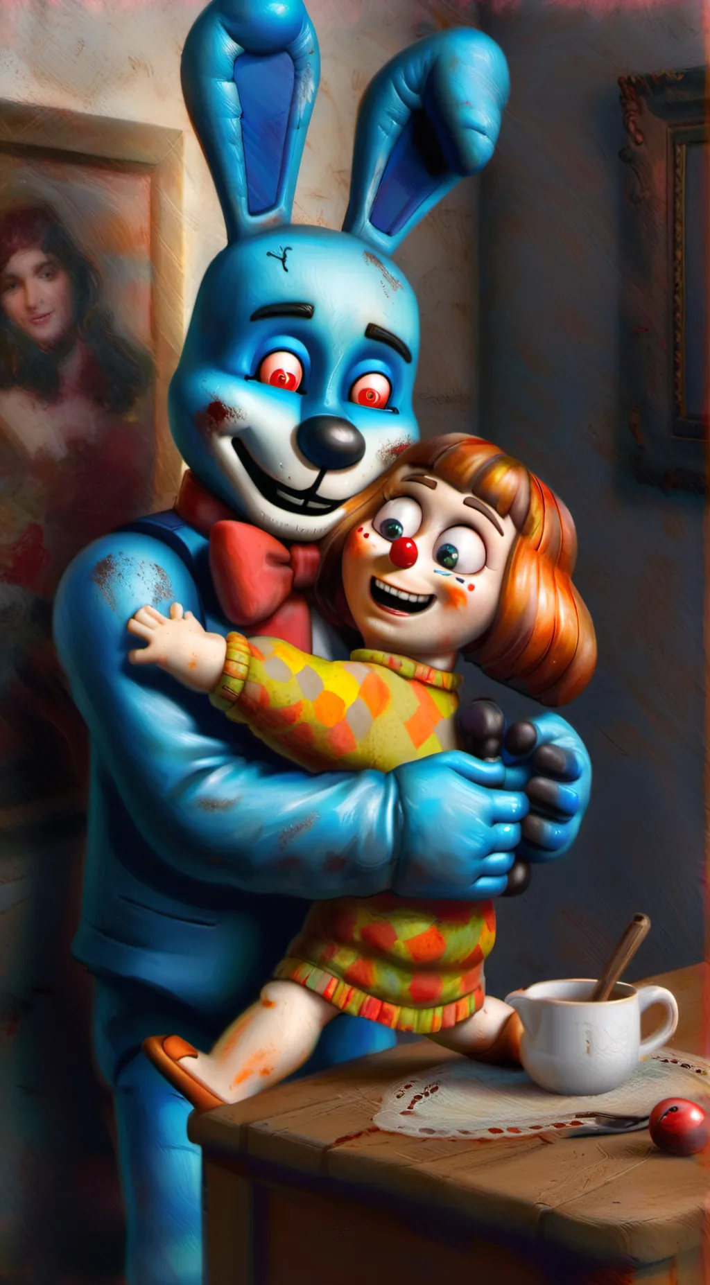 ai character: toy bonnie  background