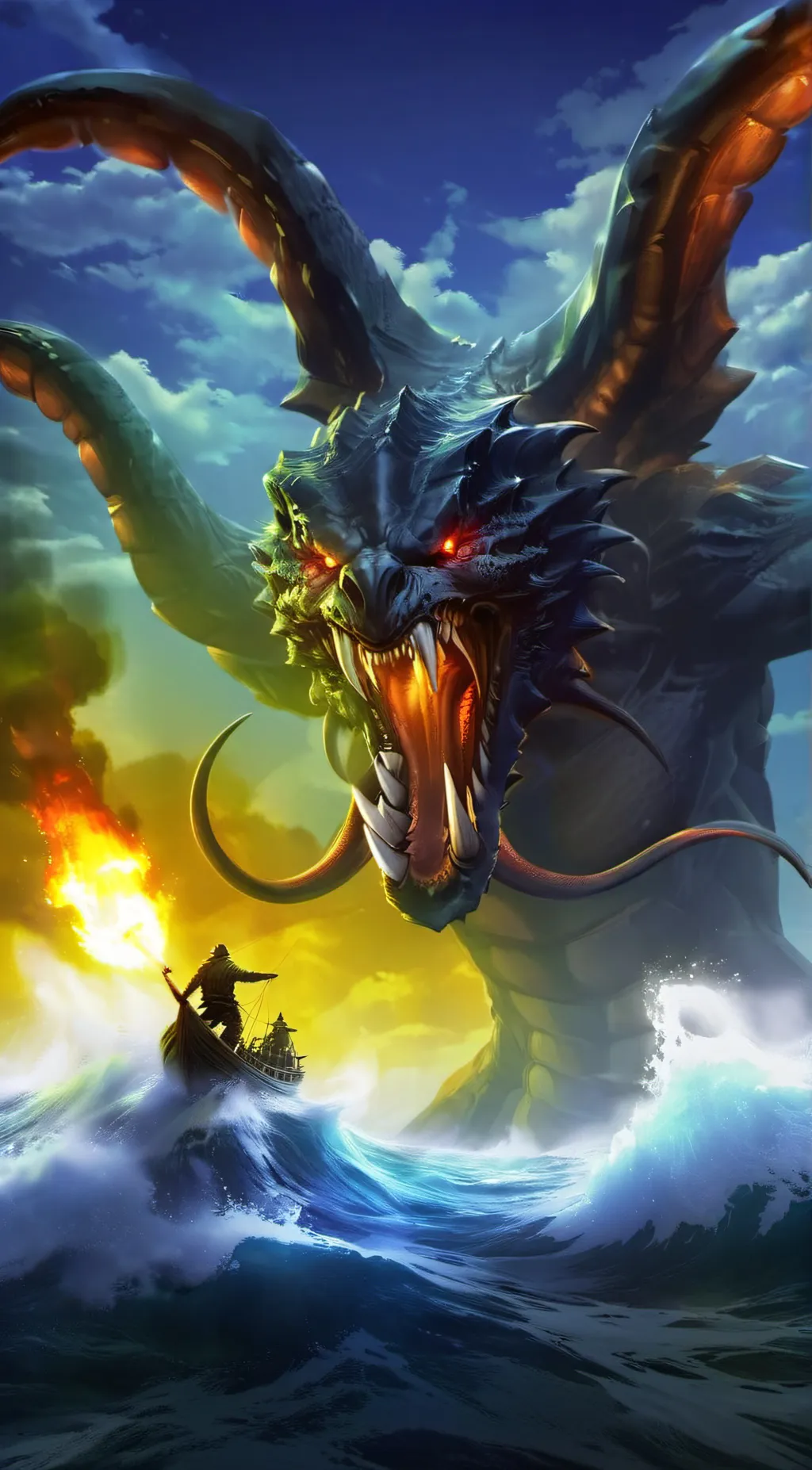 ai character: Serpent of fire background