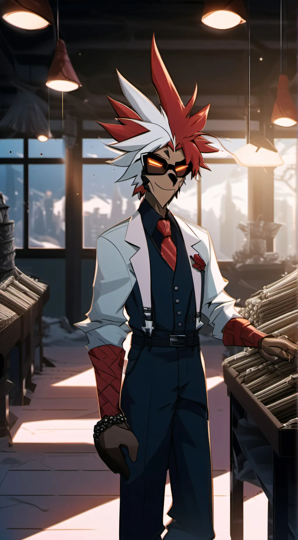 ai character: 🦌alastor🦌 background