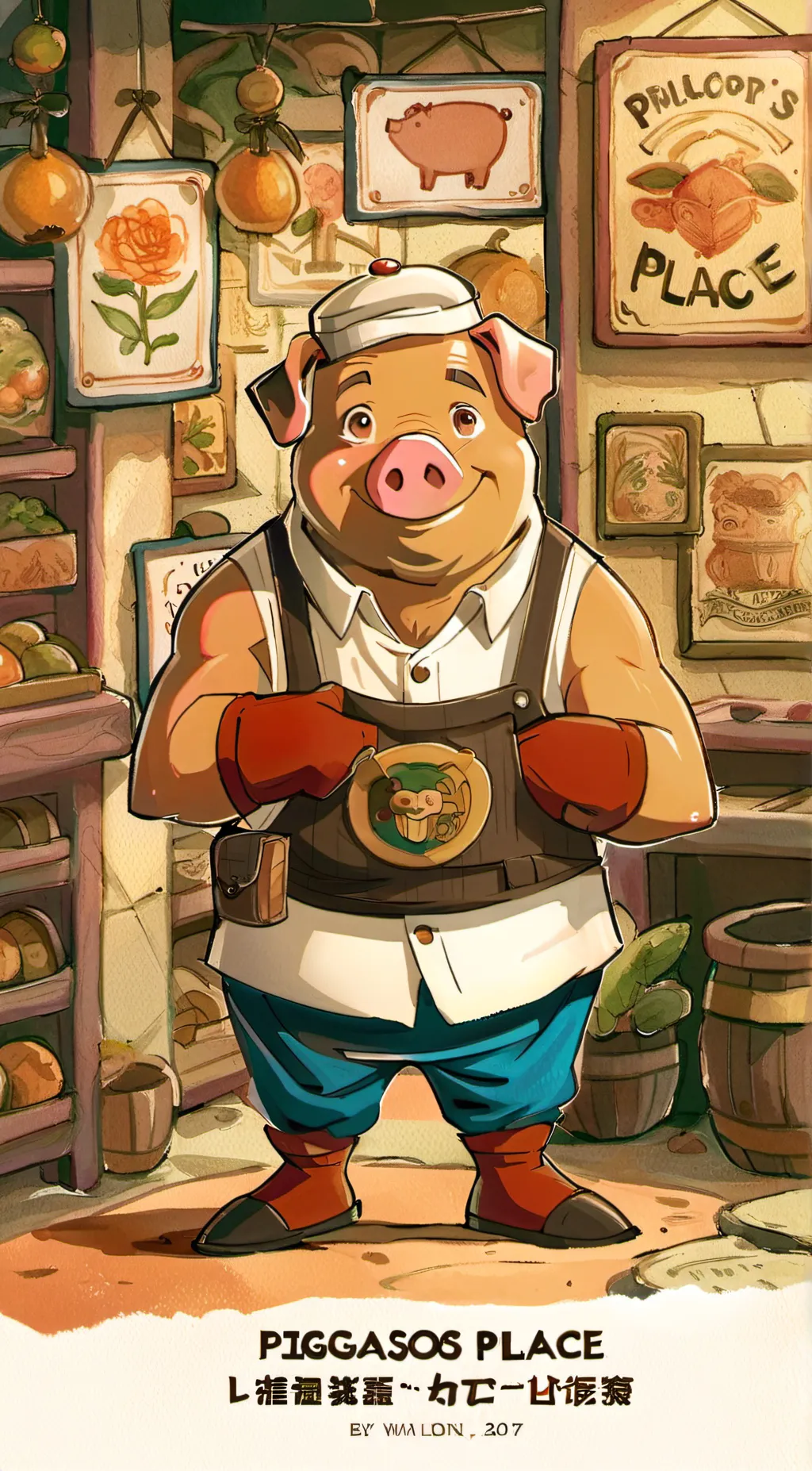 ai character: piggasso  background