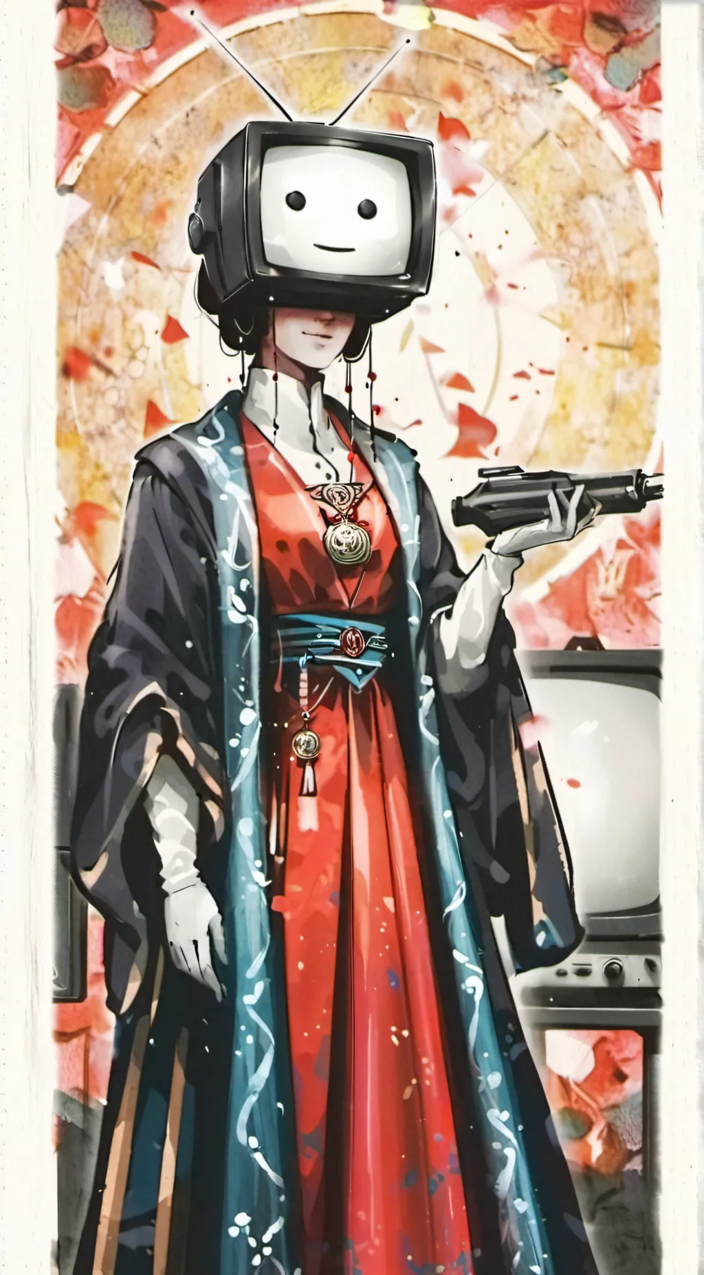 ai character: tv woman background