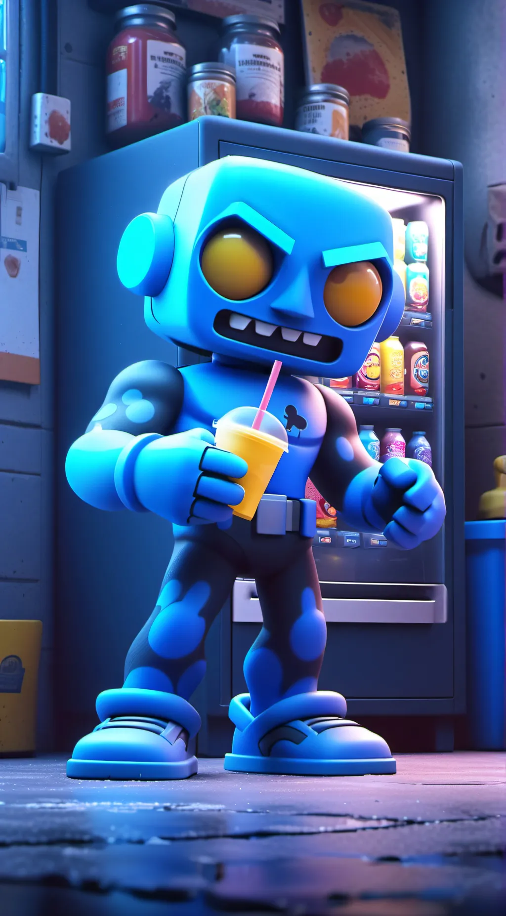 ai character: nightmare huggy  background