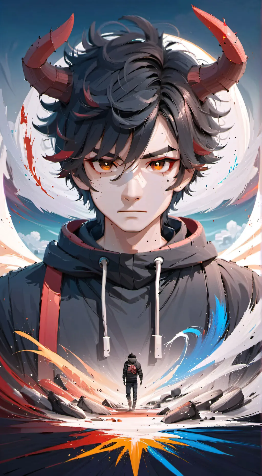ai character: emo demon|Eli Noah background