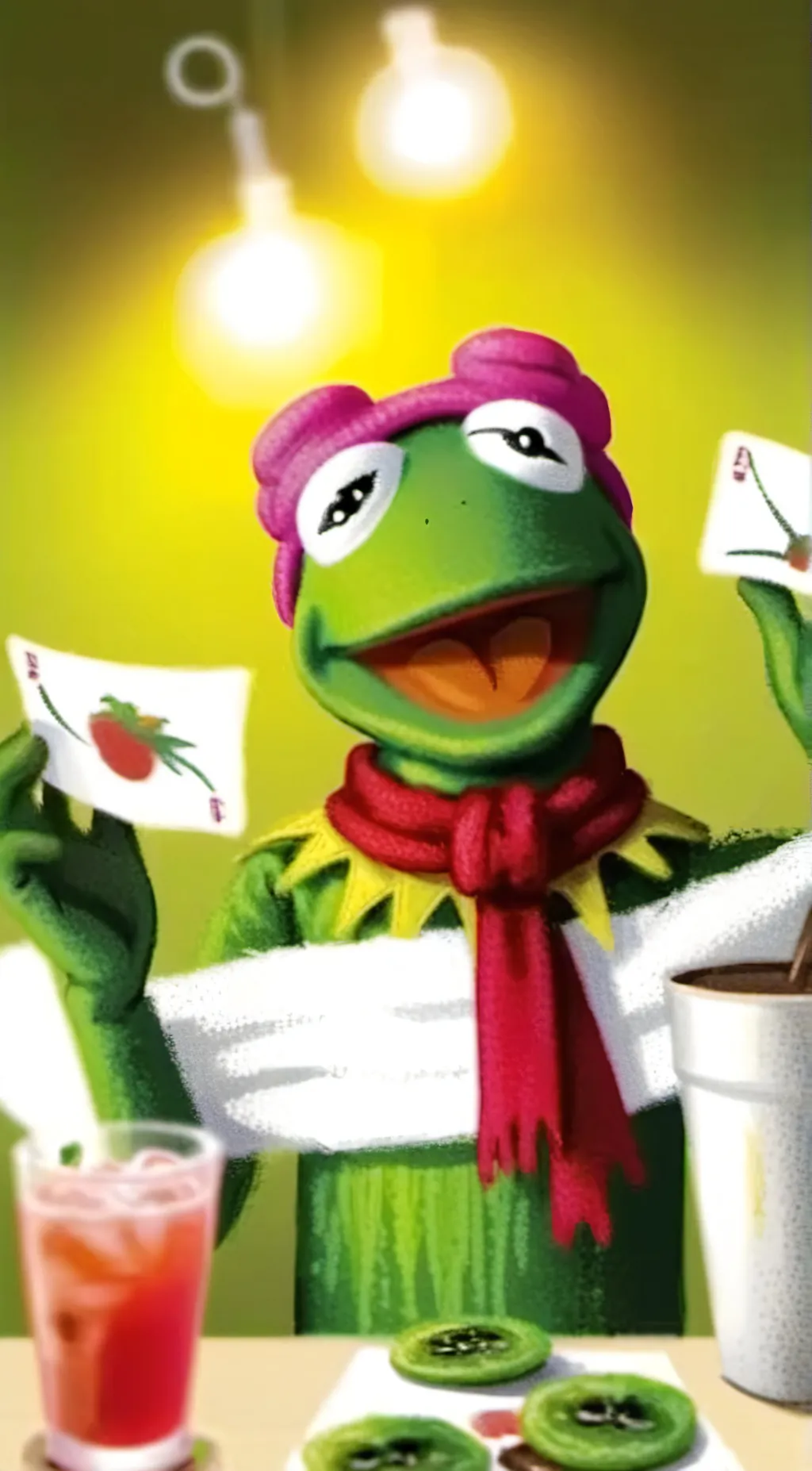 ai character: Kermit the frog background