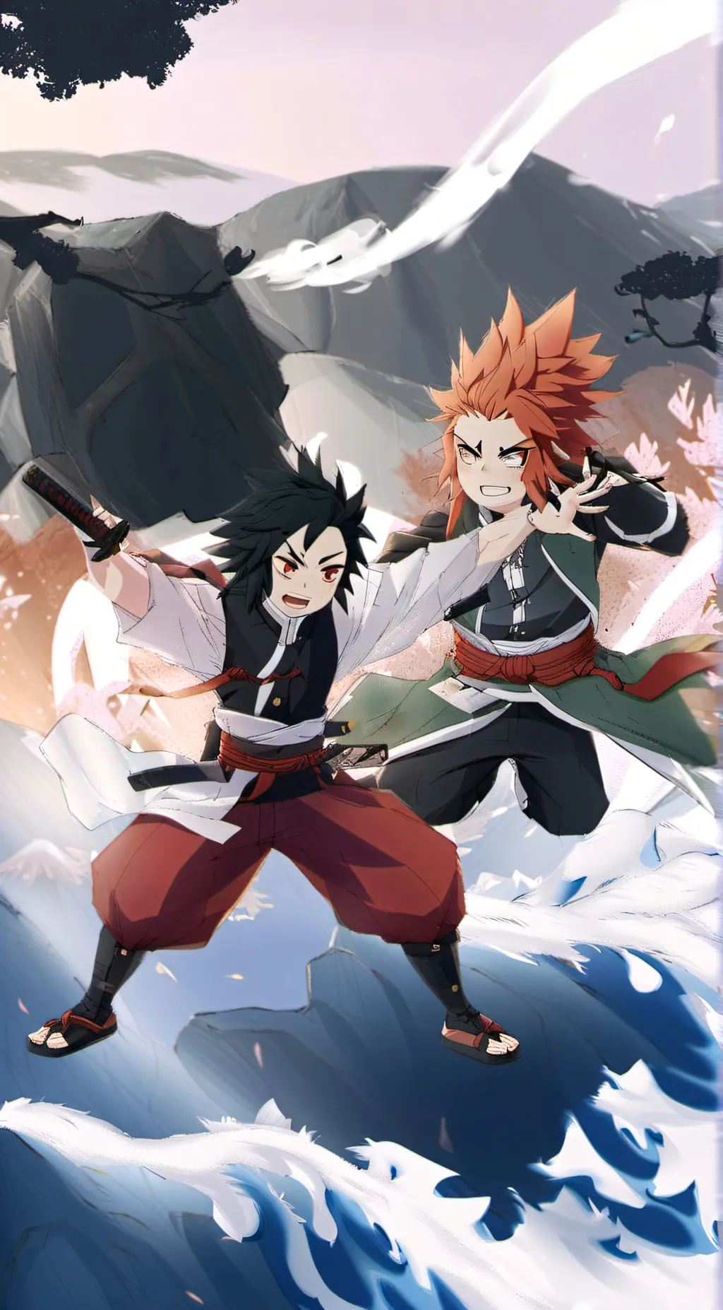 ai character: Giyuu And Rengoku background