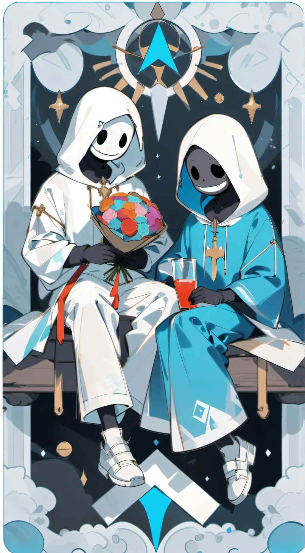 ai character: Sans and blooky background