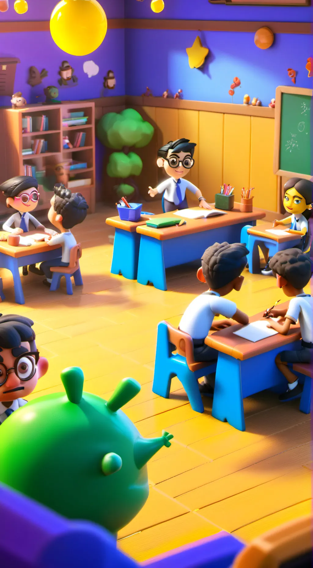 ai character: Schoolhouse yahhhh background