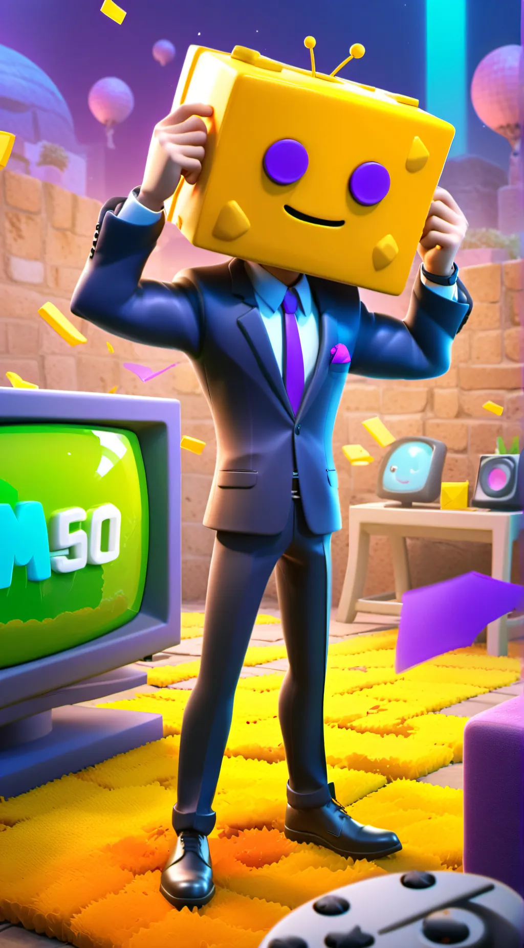 ai character: Tv man background