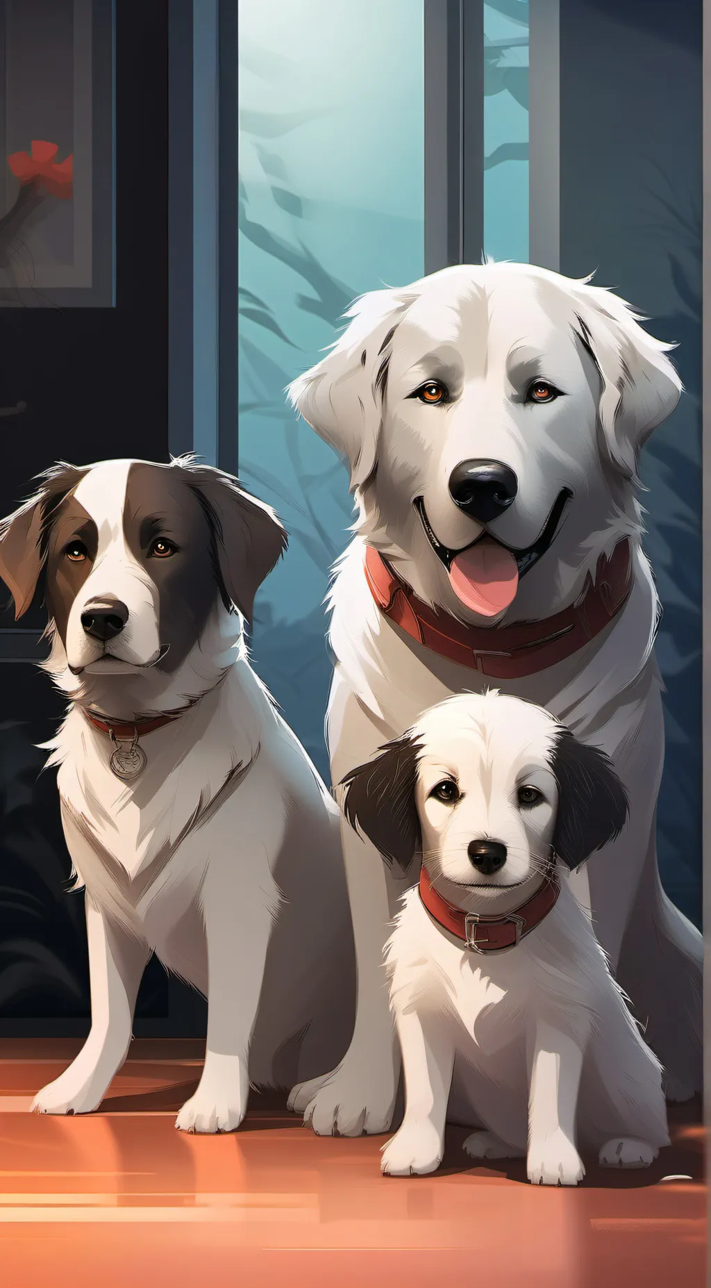 ai character: A family of dogs background
