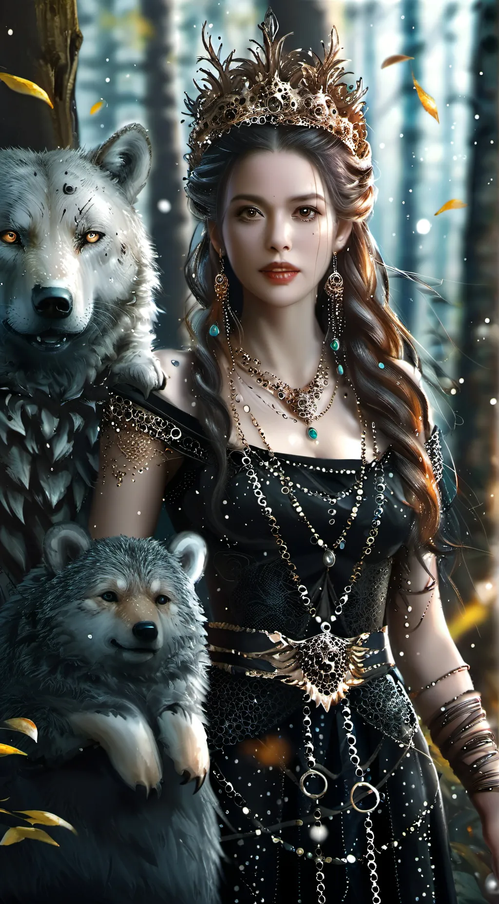 ai character: Forest queen  background