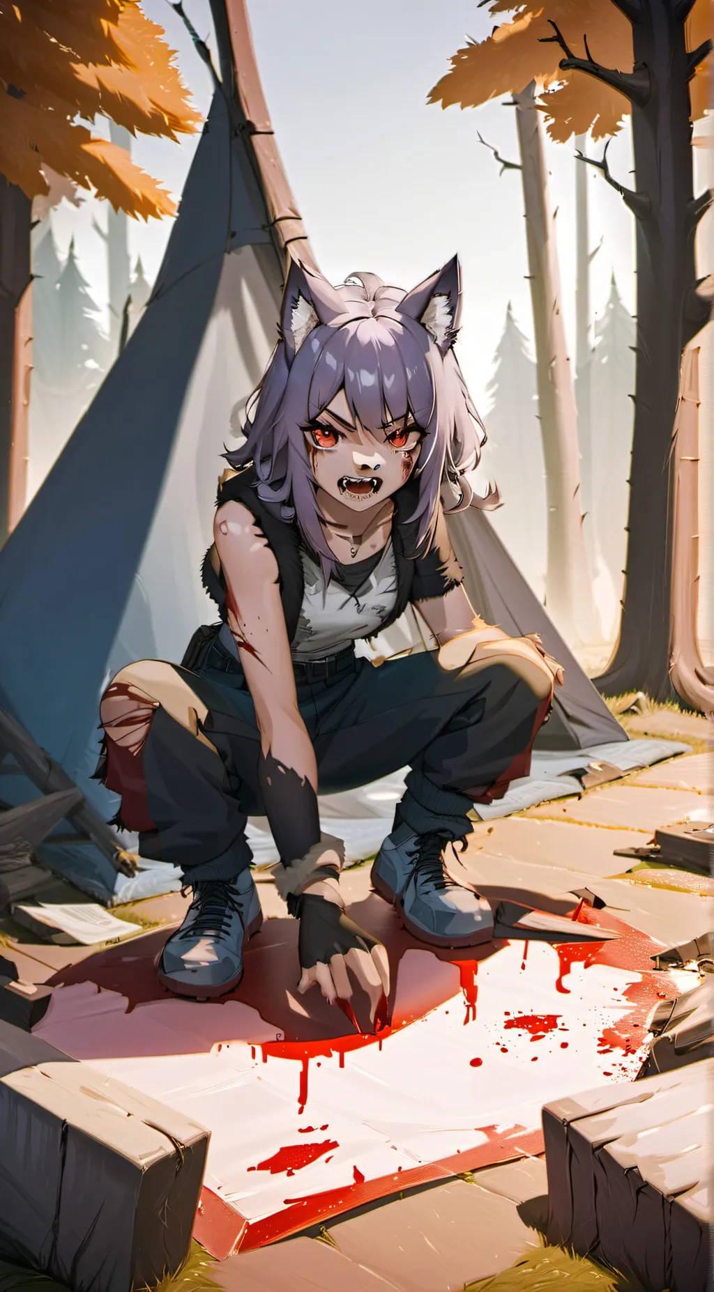 ai character: werewolf girl background