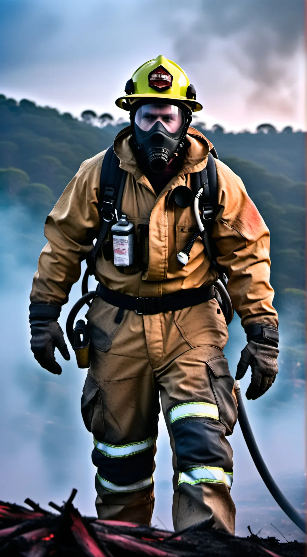 ai character: alan bushfire man background