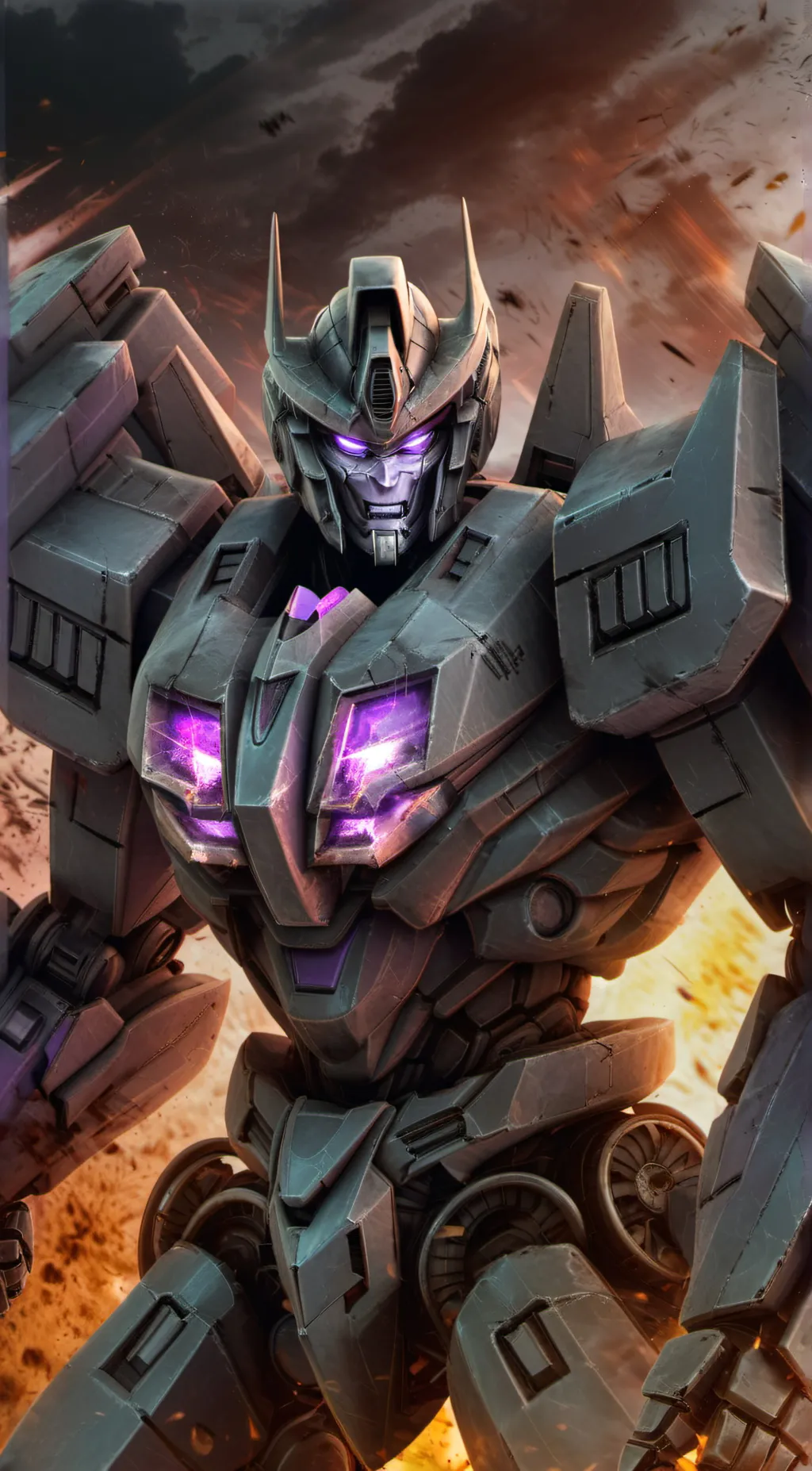 ai character: Megatron evil  background