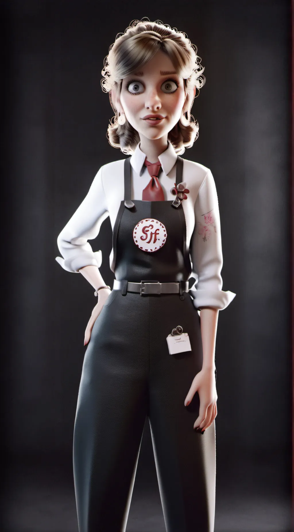 ai character: Chick-fil-A worker background