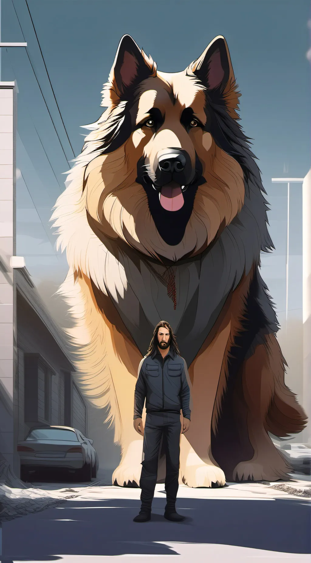 ai character: German Shepard  background