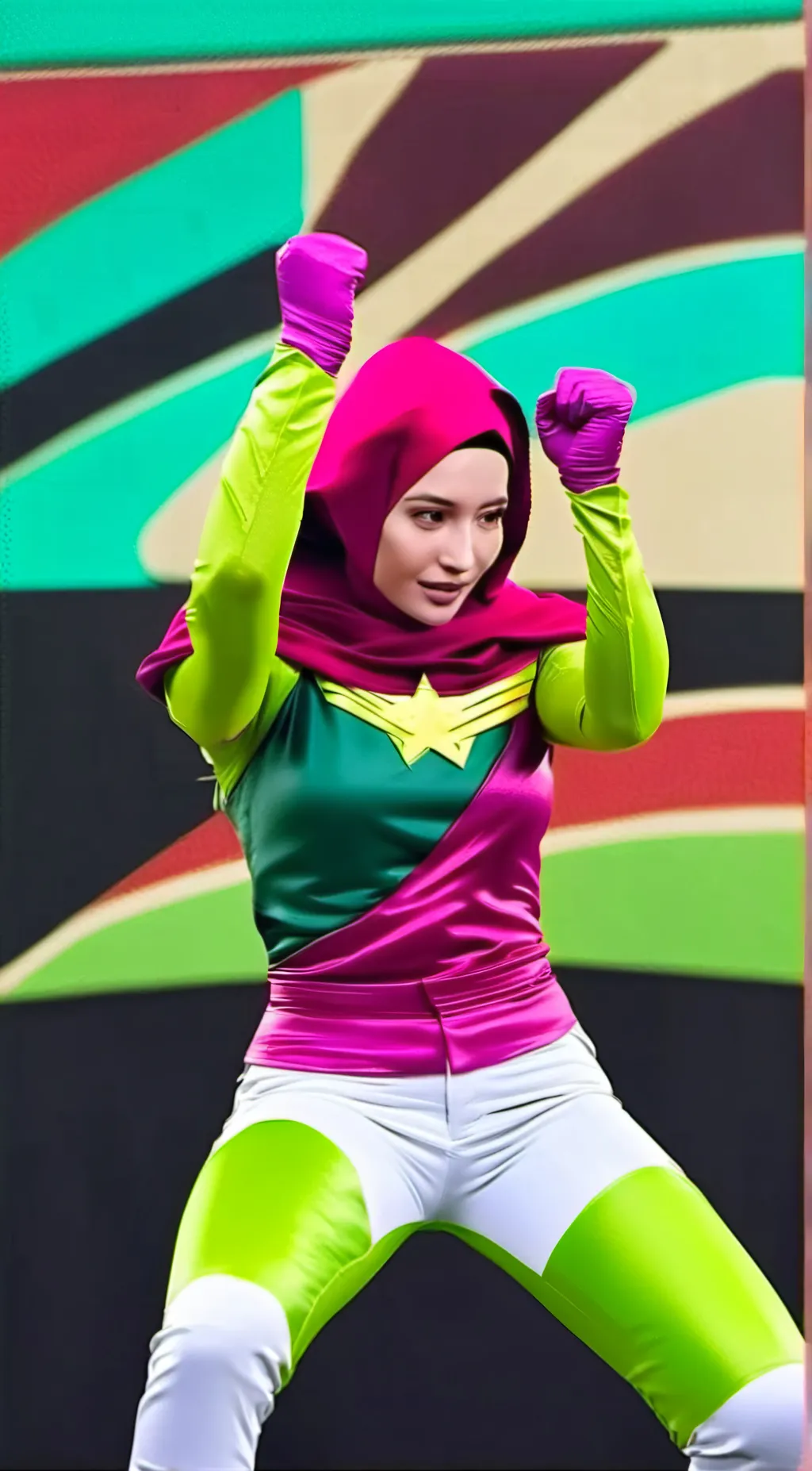 ai character: Superheroine  background