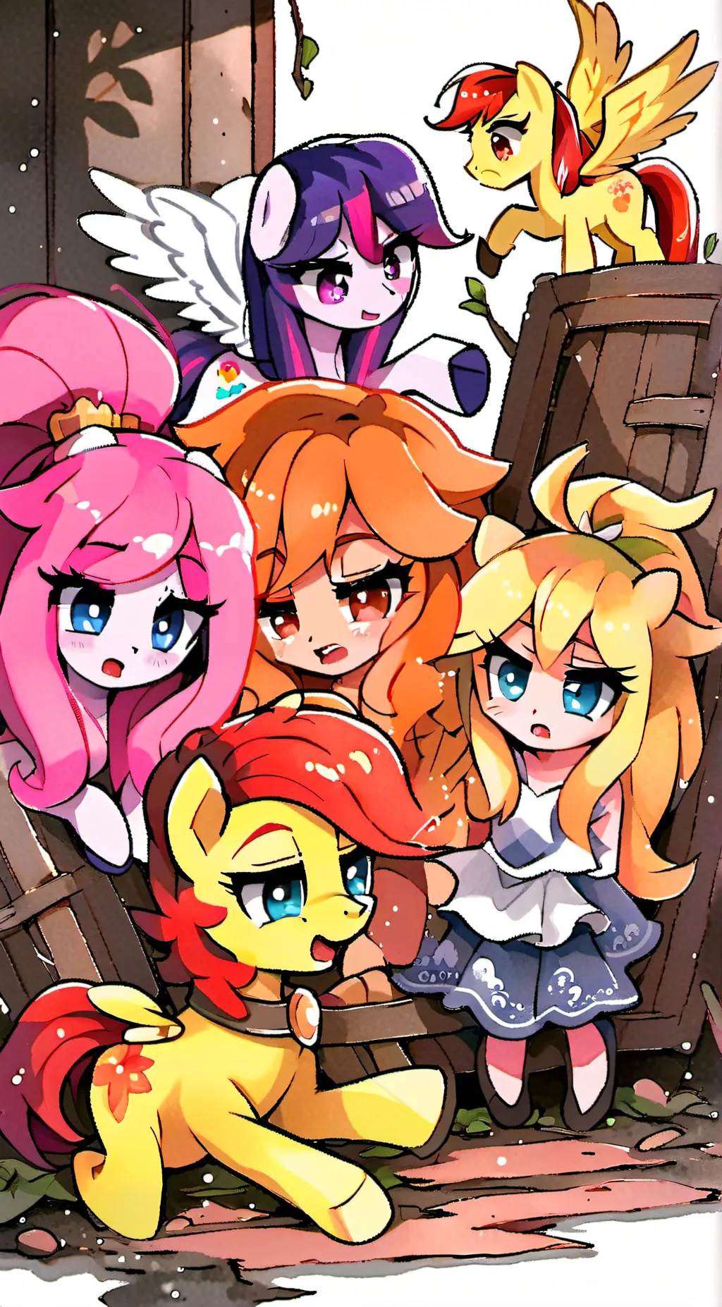 ai character: Mlp mane 6 angry  background