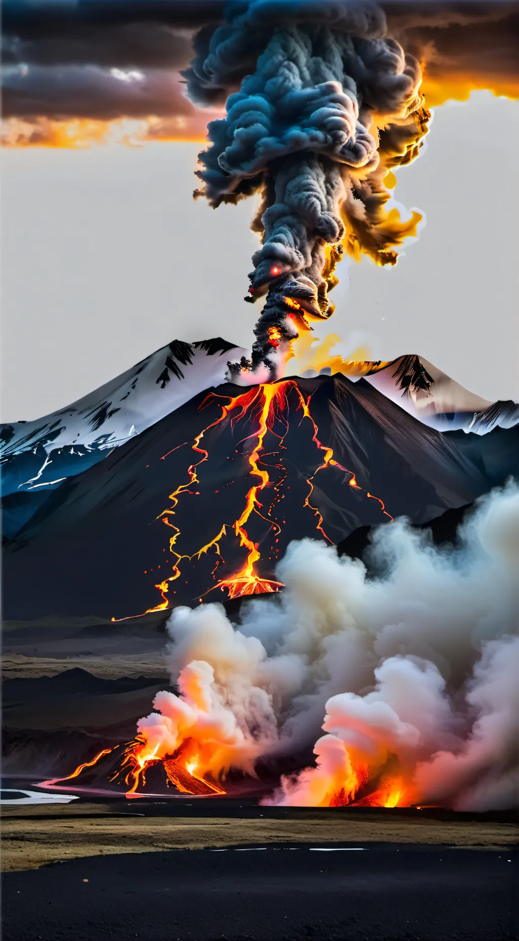 ai character: Volcano background