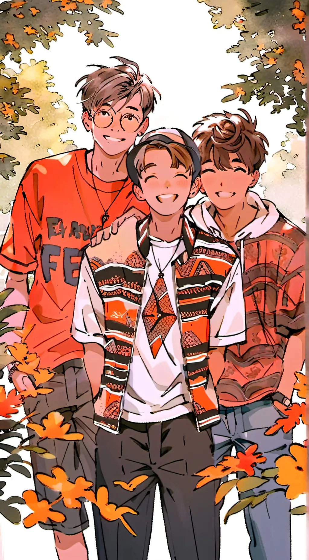 ai character: 3 boy bffs background