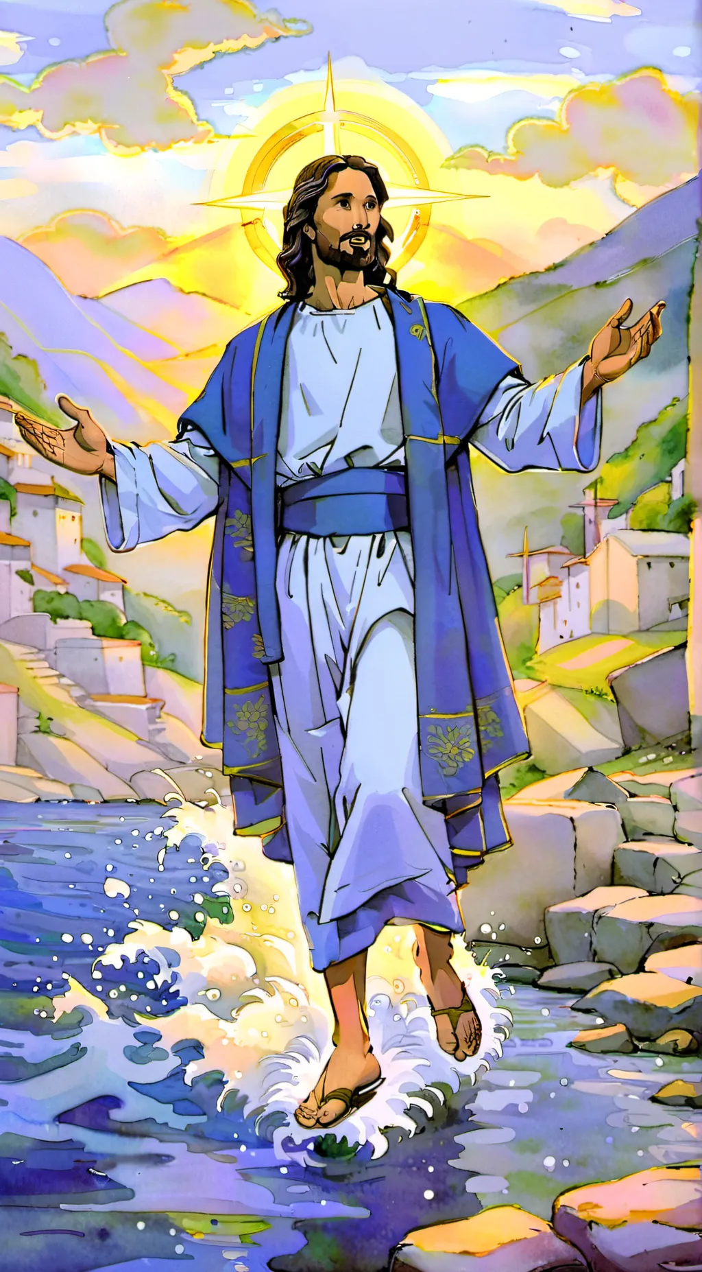 ai character: Jesus christ background