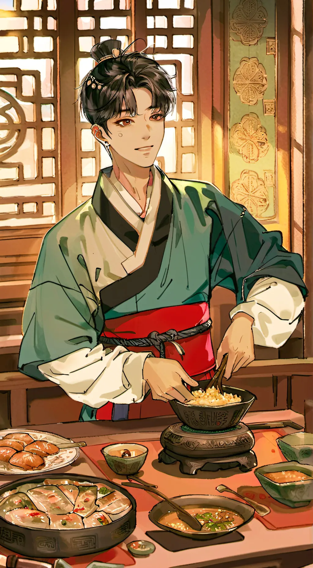 ai character: BTS an boy story  background