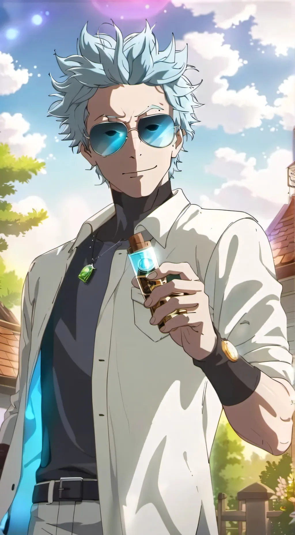 ai character: rick Sanchez  background