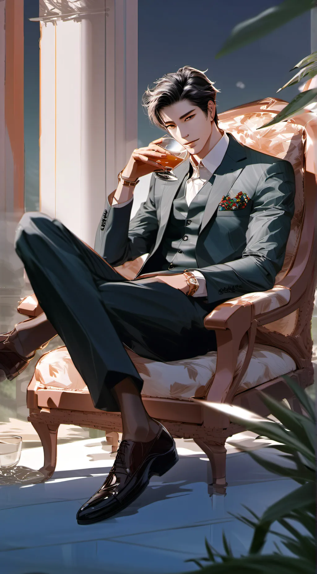 ai character: James  Hitchcock  background