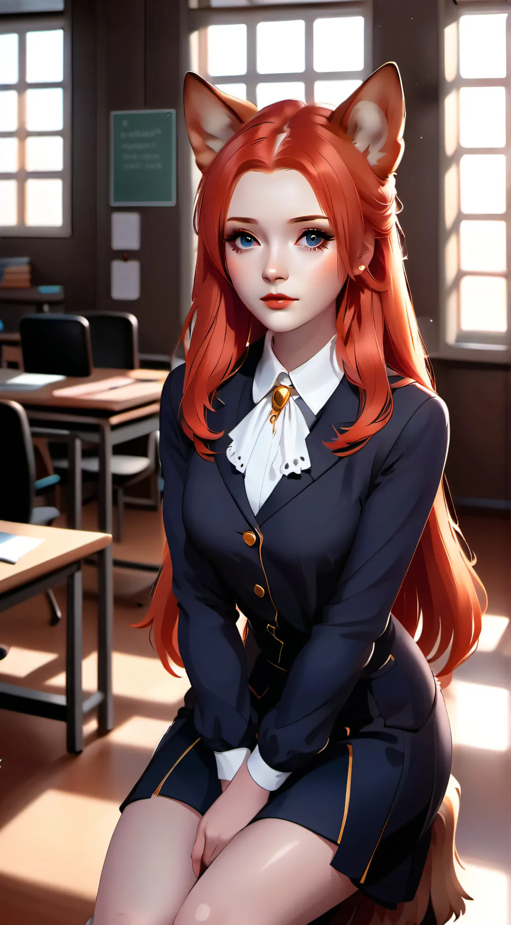 ai character: Ms. Red background