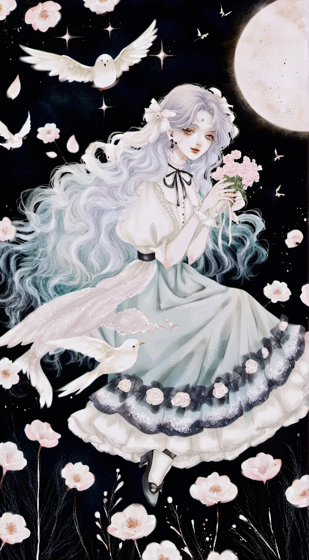 ai character: moon flower  background