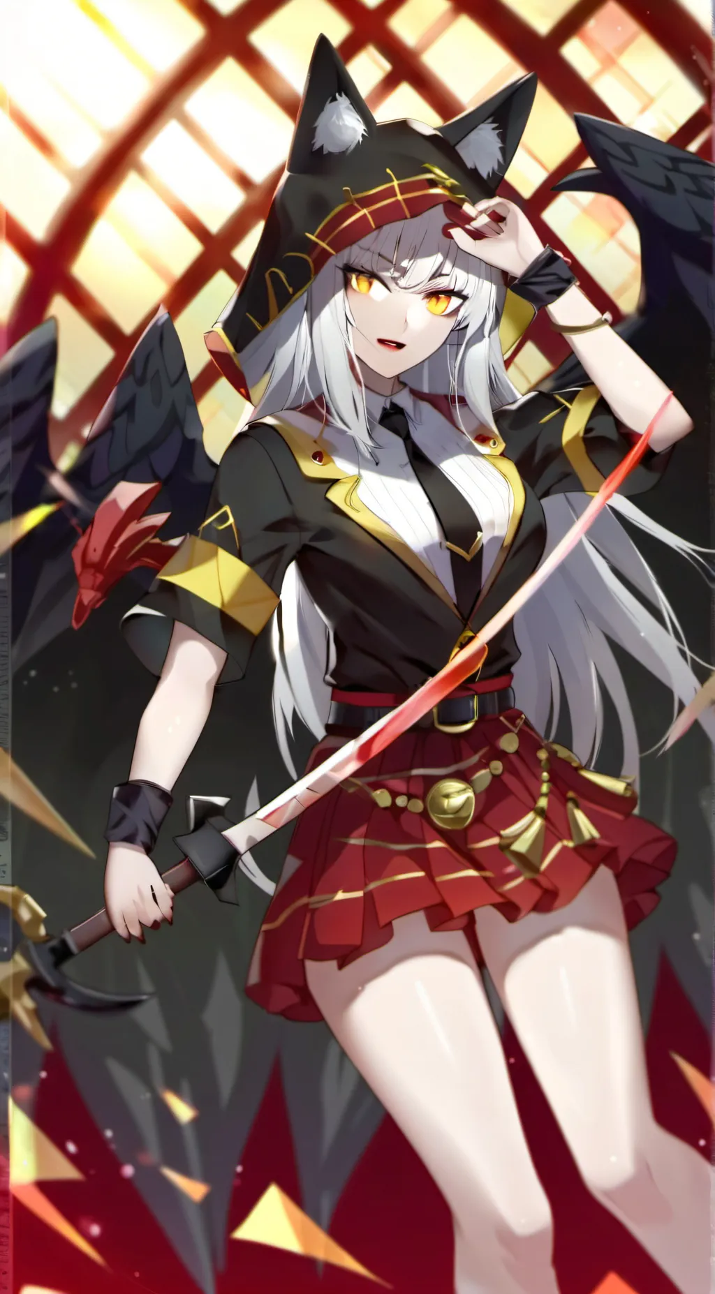 ai character: demon wolf queen background