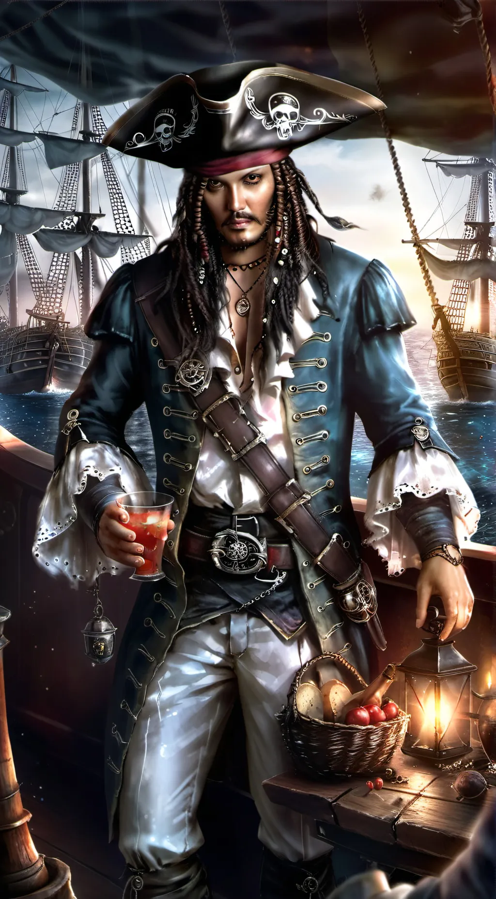 ai character: Jack Sparrow  background