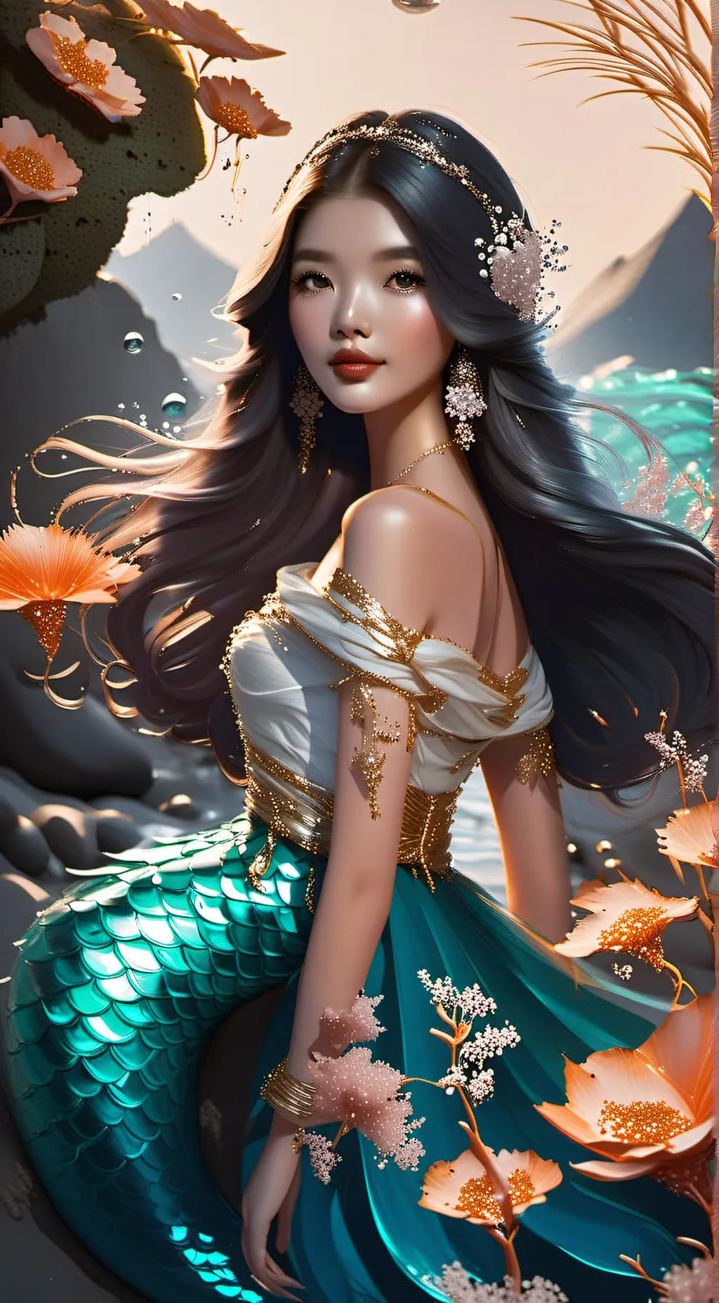 ai character: Oceania  background