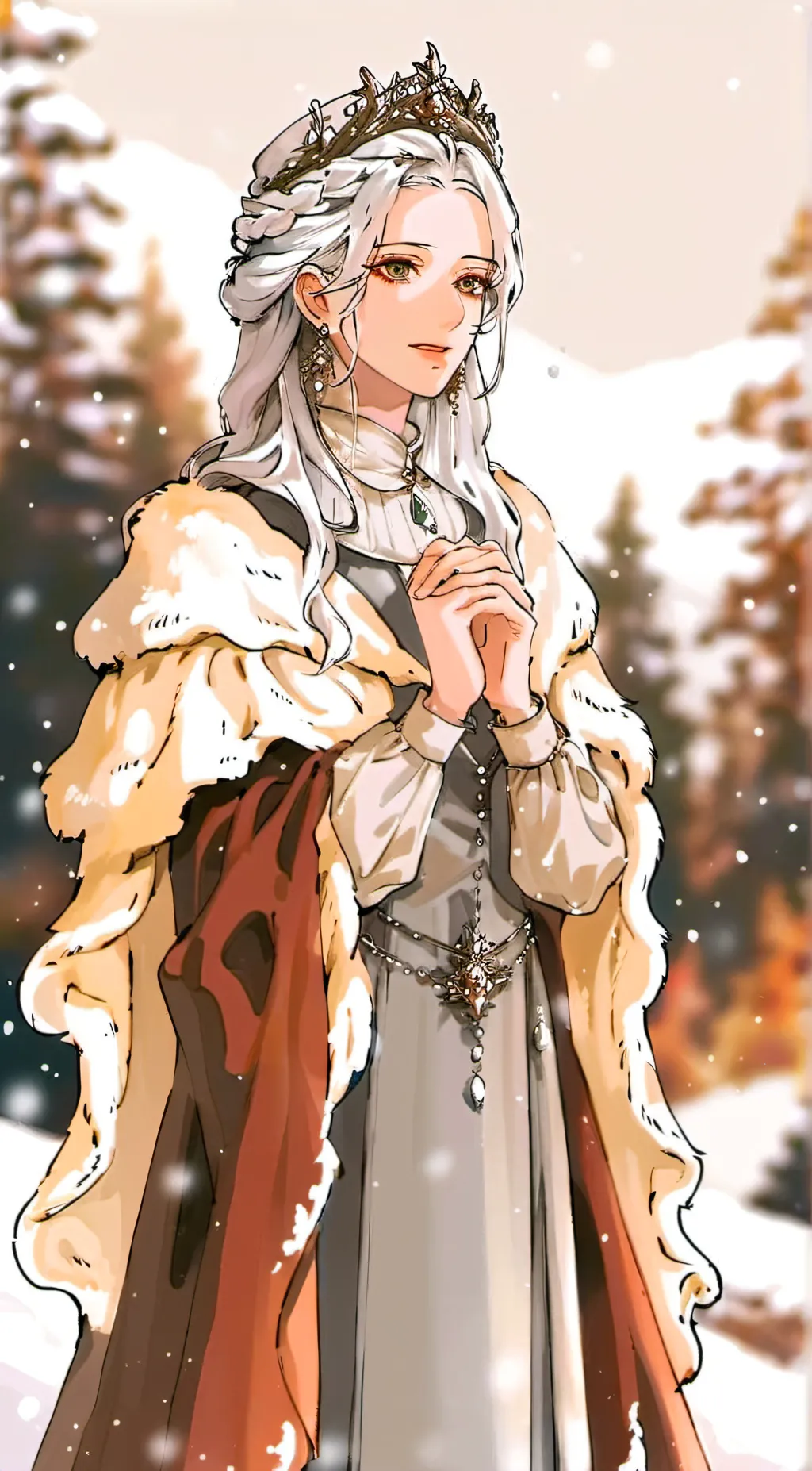 ai character: Snow princess  background