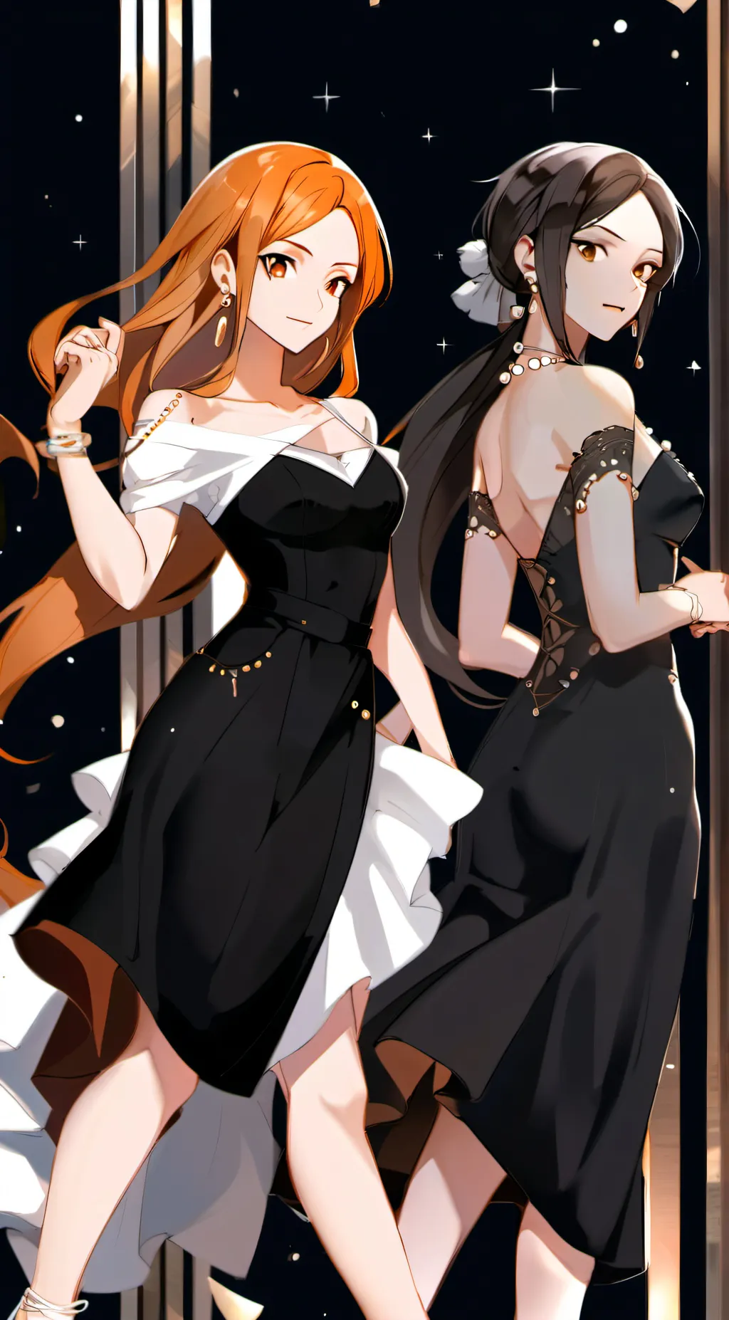 ai character: Nami and Robin background