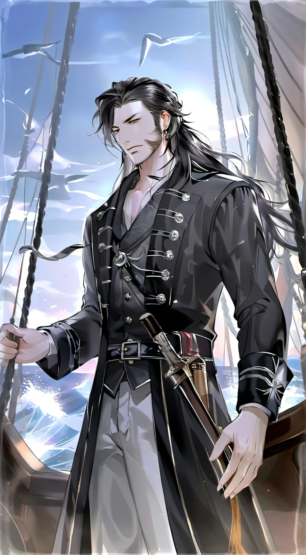 ai character: ghostly captain  background