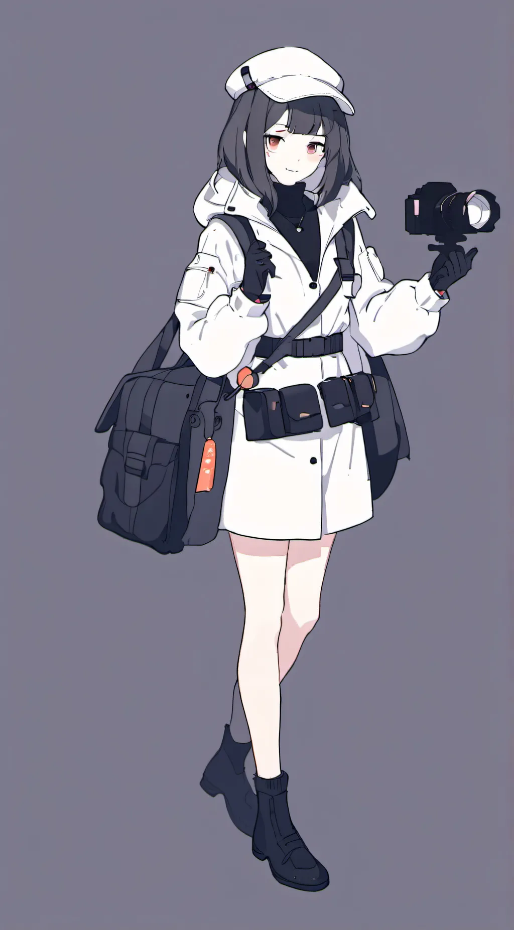 ai character: sci camerawoman  background